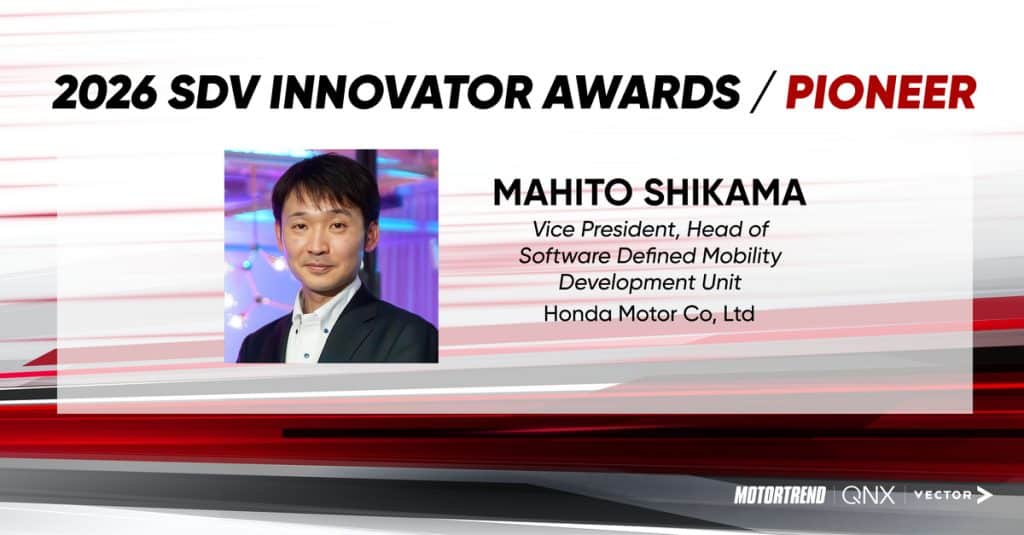 Mahito Shikama, ingeniero de Honda, recibe el premio Software-Defined Vehicle Innovator en CES 2026