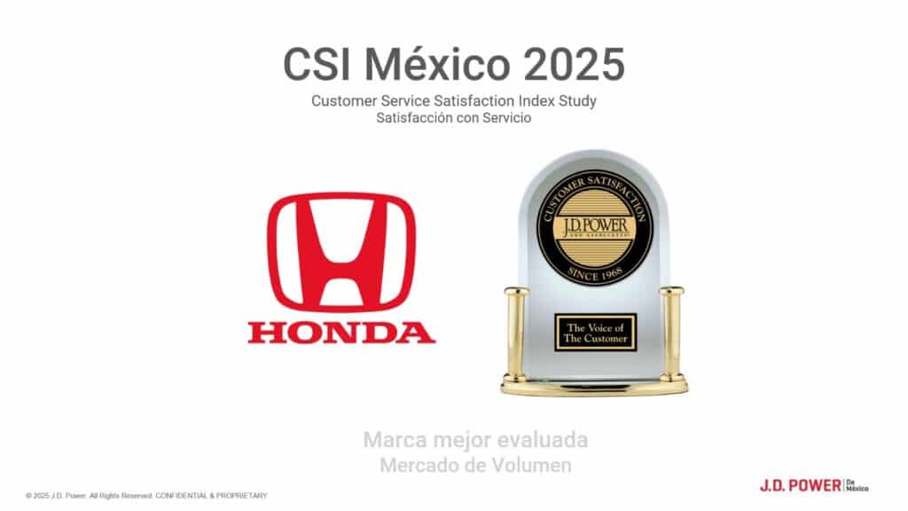 Honda recibe la máxima calificación del estudio del Índice de Satisfacción de Servicio al Cliente en México (CSI), de J.D. Power