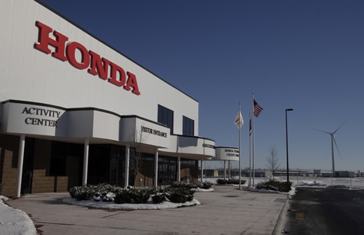 Associate entrance and wind turbine at Honda Transmission Mfg. o